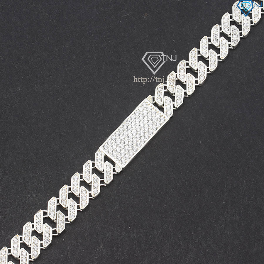 Lắc tay nam Cuban mặt full đính đá bản nhỏ 9mm LTA0199