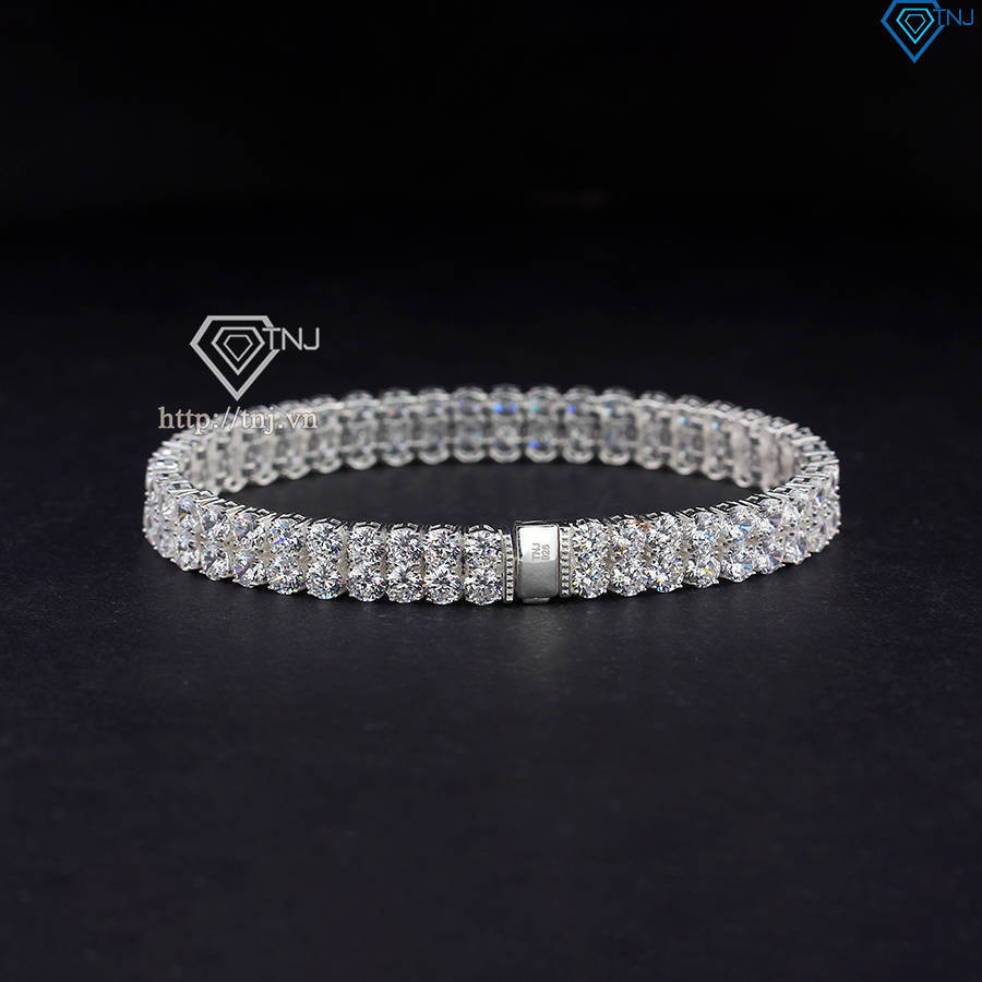 Lắc tay bạc Tennis cho nam 2 hàng đính đá 4mm LTA0201