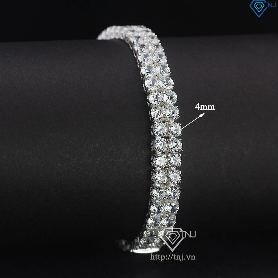 Lắc tay bạc Tennis cho nam 2 hàng đính đá 4mm LTA0201