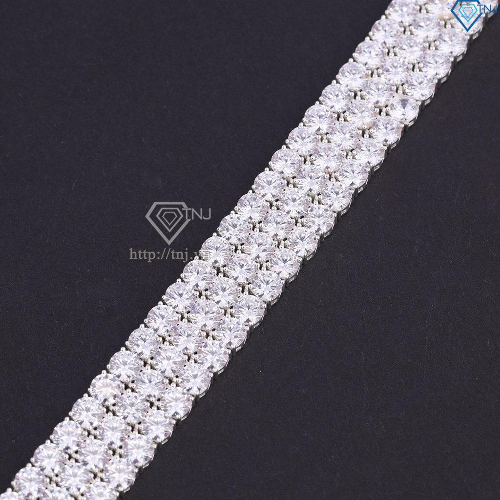 Lắc tay bạc Tennis cho nam 3 hàng đính đá 5mm LTA0204