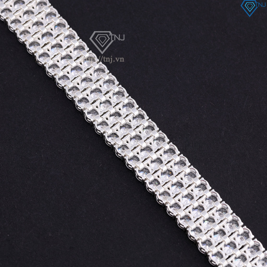 Lắc tay bạc Tennis cho nam 3 hàng đính đá 5mm LTA0204