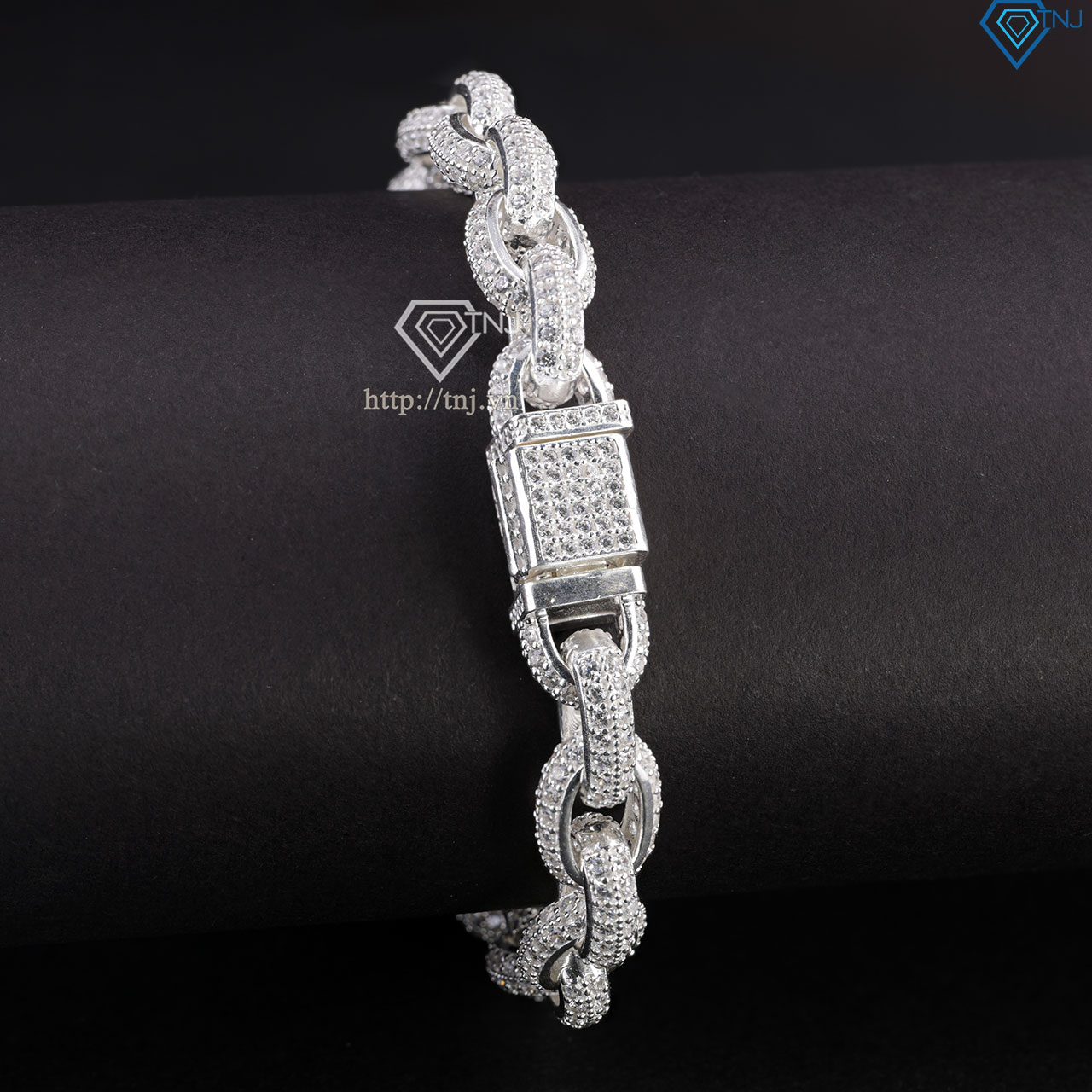 Lắc tay nam mắt xích cao cấp đính full đá đẹp LTA0207