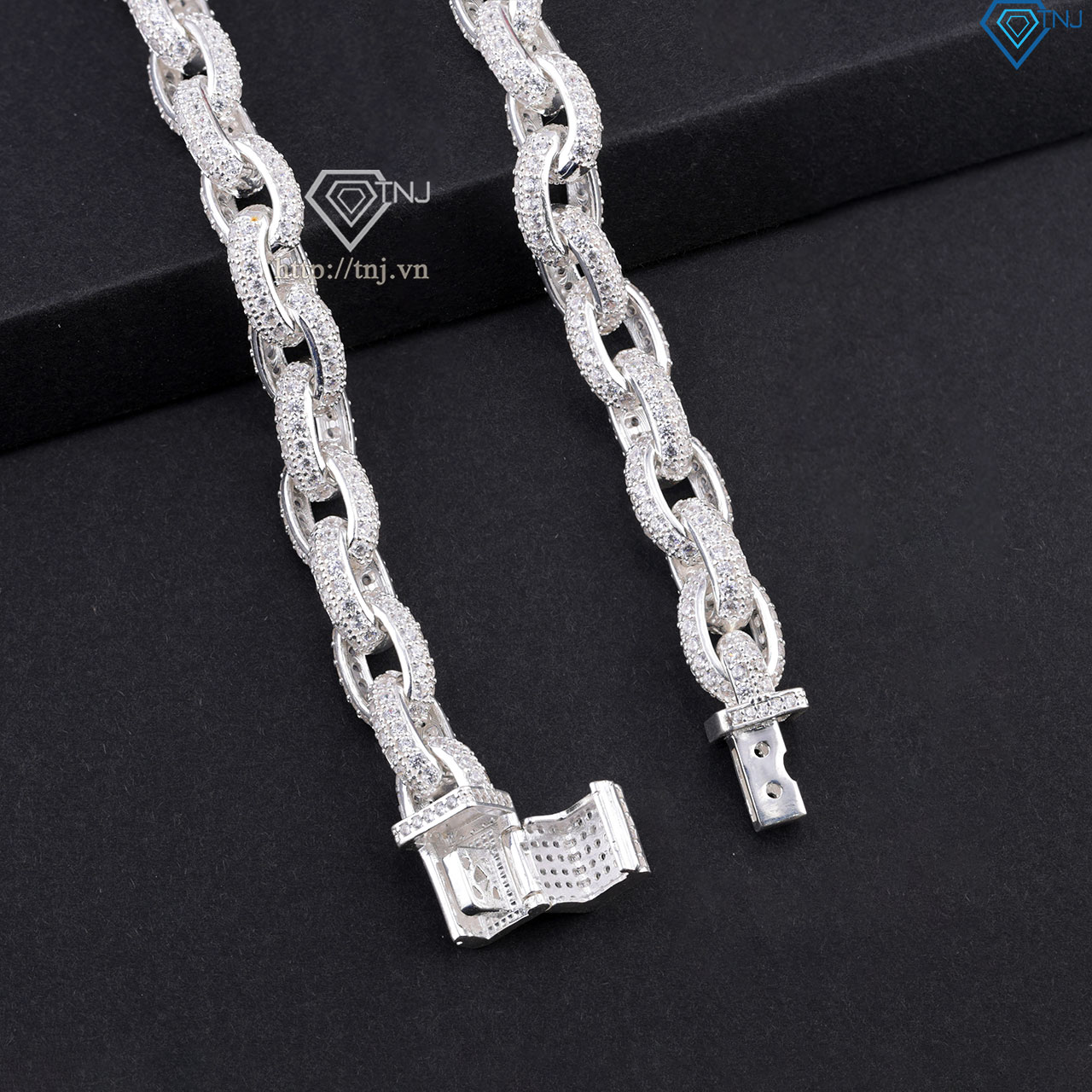 Lắc tay nam mắt xích cao cấp đính full đá đẹp LTA0207