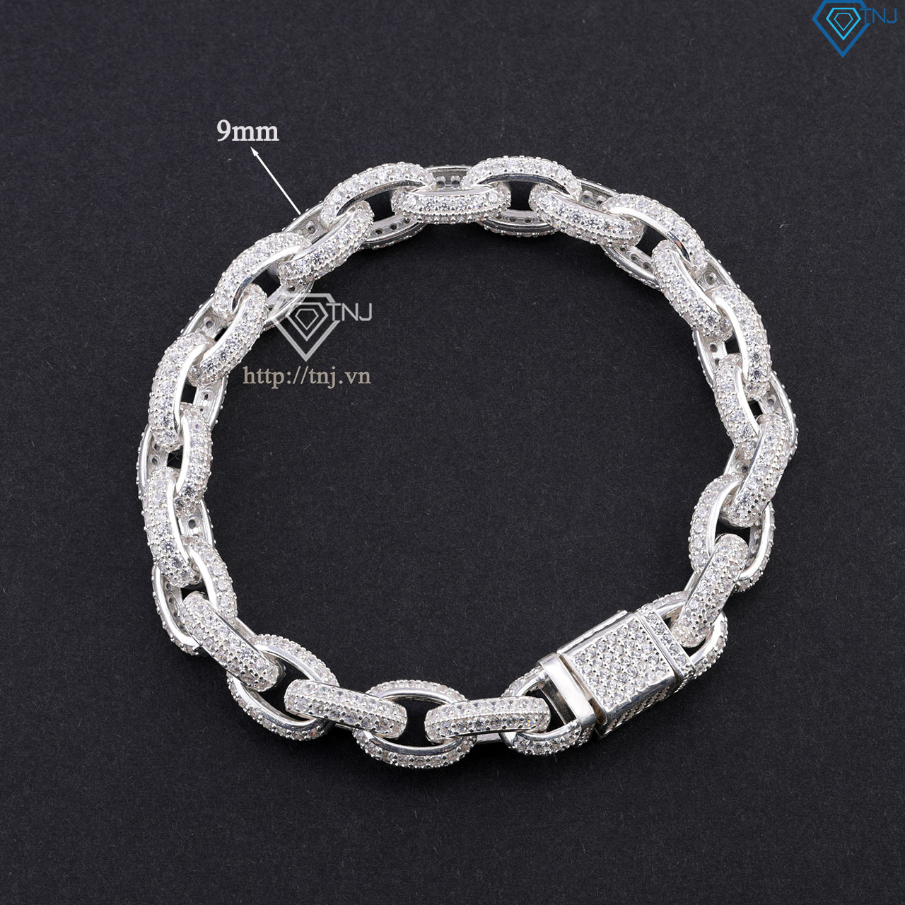 Lắc tay nam mắt xích cao cấp đính full đá đẹp LTA0207