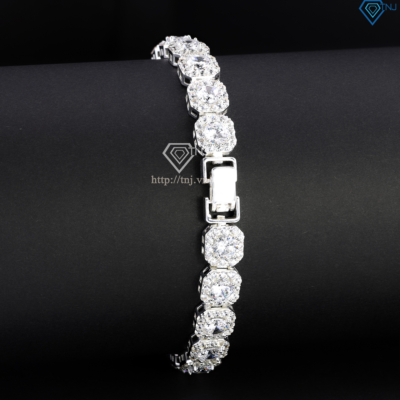 Lắc tay bạc nam Tennis vuông đính đá 5mm đẹp LTA0208