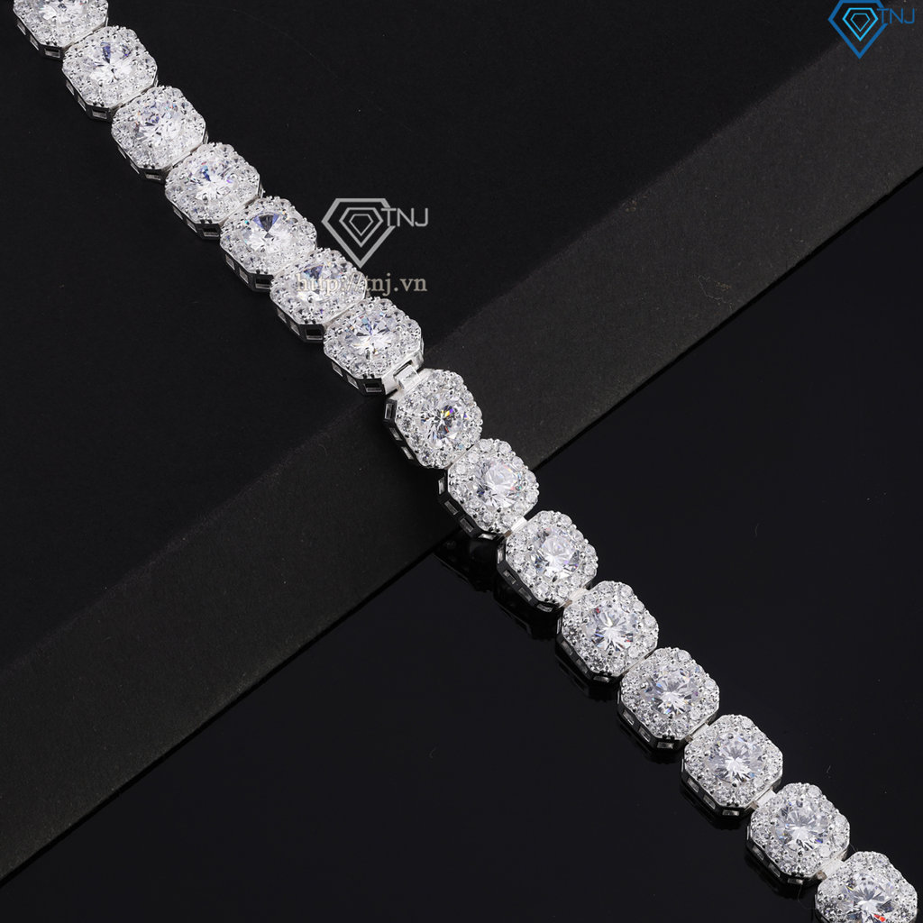 Lắc tay bạc nam Tennis vuông đính đá 8mm đẹp LTA0208
