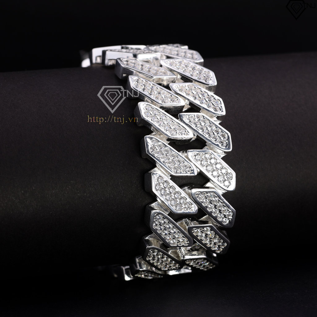 Lắc tay Cuban bạc phiên bản to 25mm đẹp LTA0211