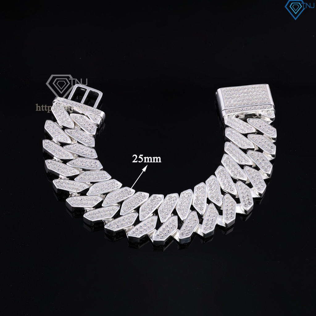 Lắc tay Cuban bạc phiên bản to 25mm đẹp LTA0211