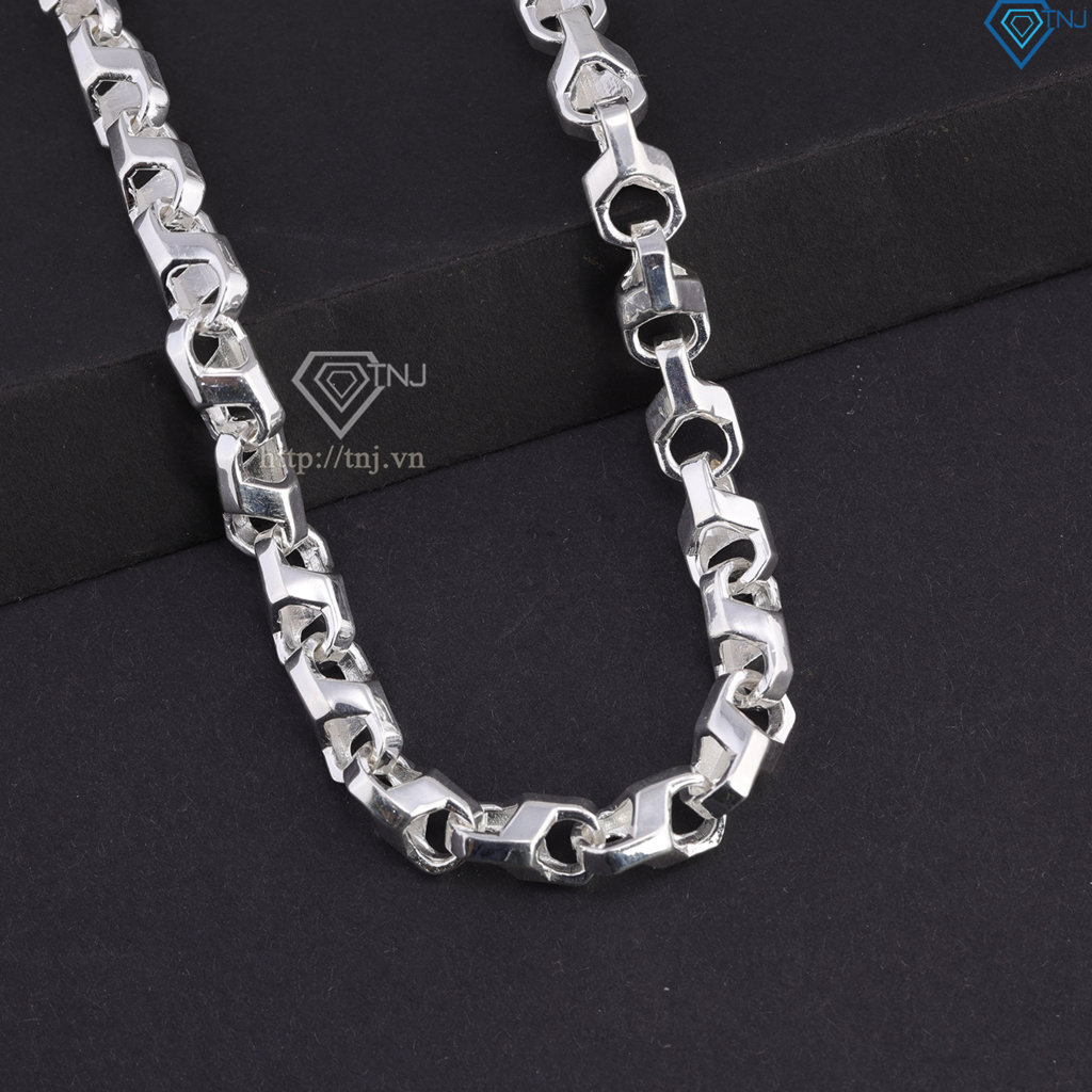 Lắc tay bạc mắt xích vuông nam trơn đơn giản LTA0214