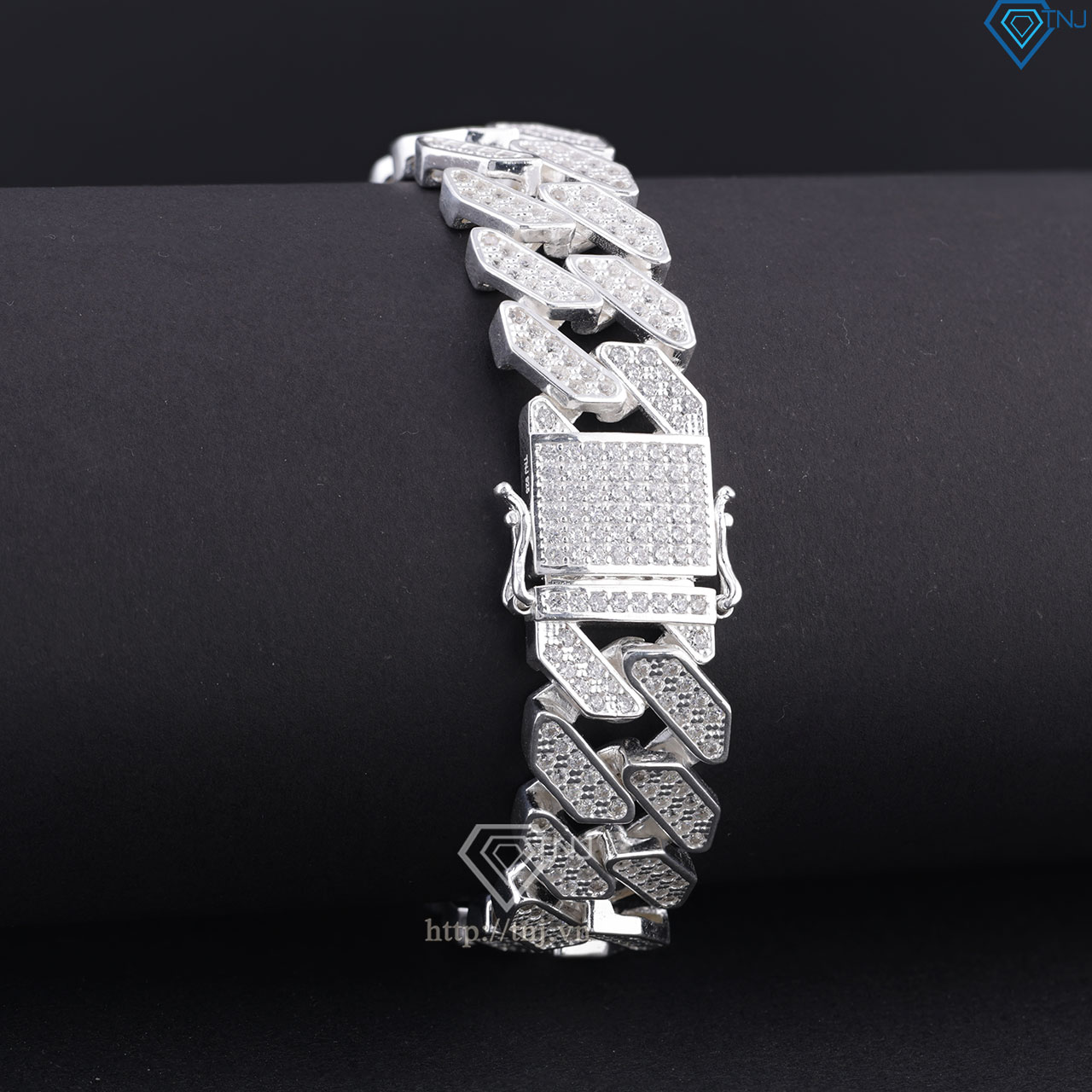 Lắc tay Cuban bạc phiên bản 15mm đặc LTA0217