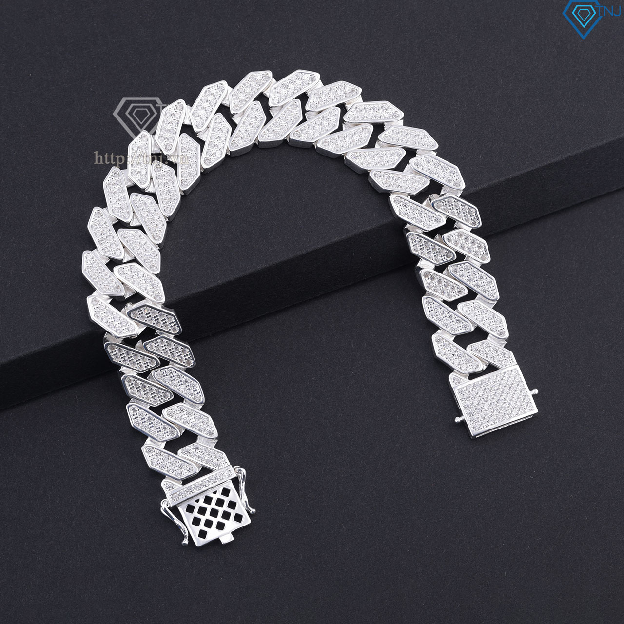 Lắc tay Cuban bạc phiên bản 15mm đặc LTA0217