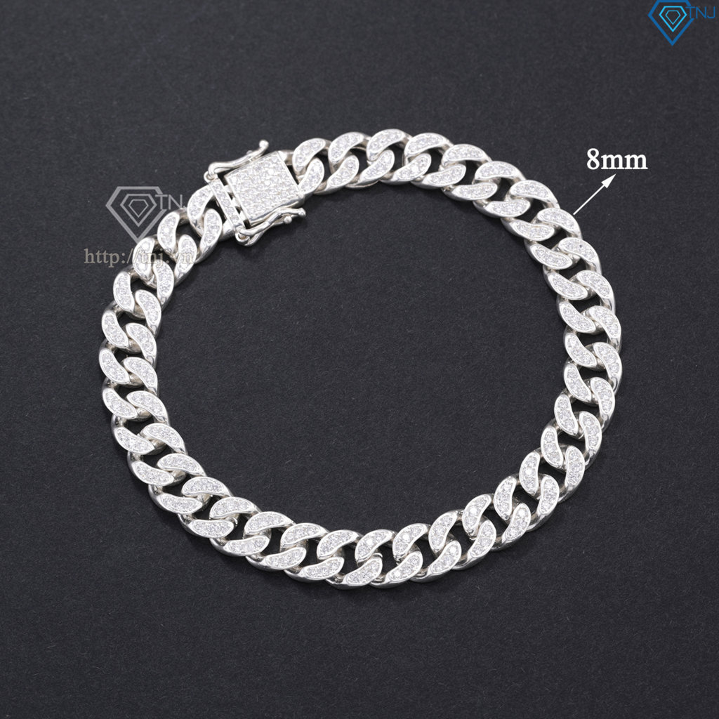 Lắc tay nam Cuban mắt xích bản nhỏ 8mm LTA0221