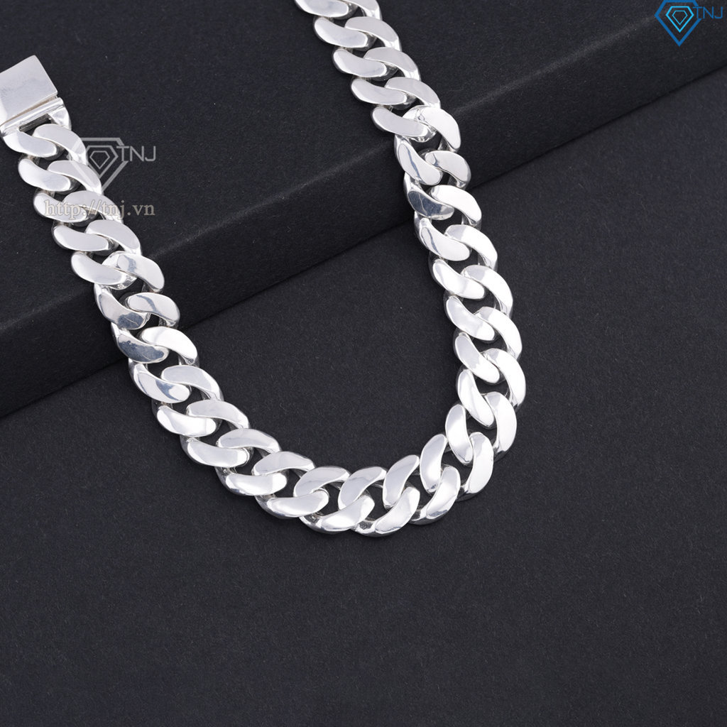 Lắc tay bạc nam mắt xích Cuban không đính đá 10mm LTA0224
