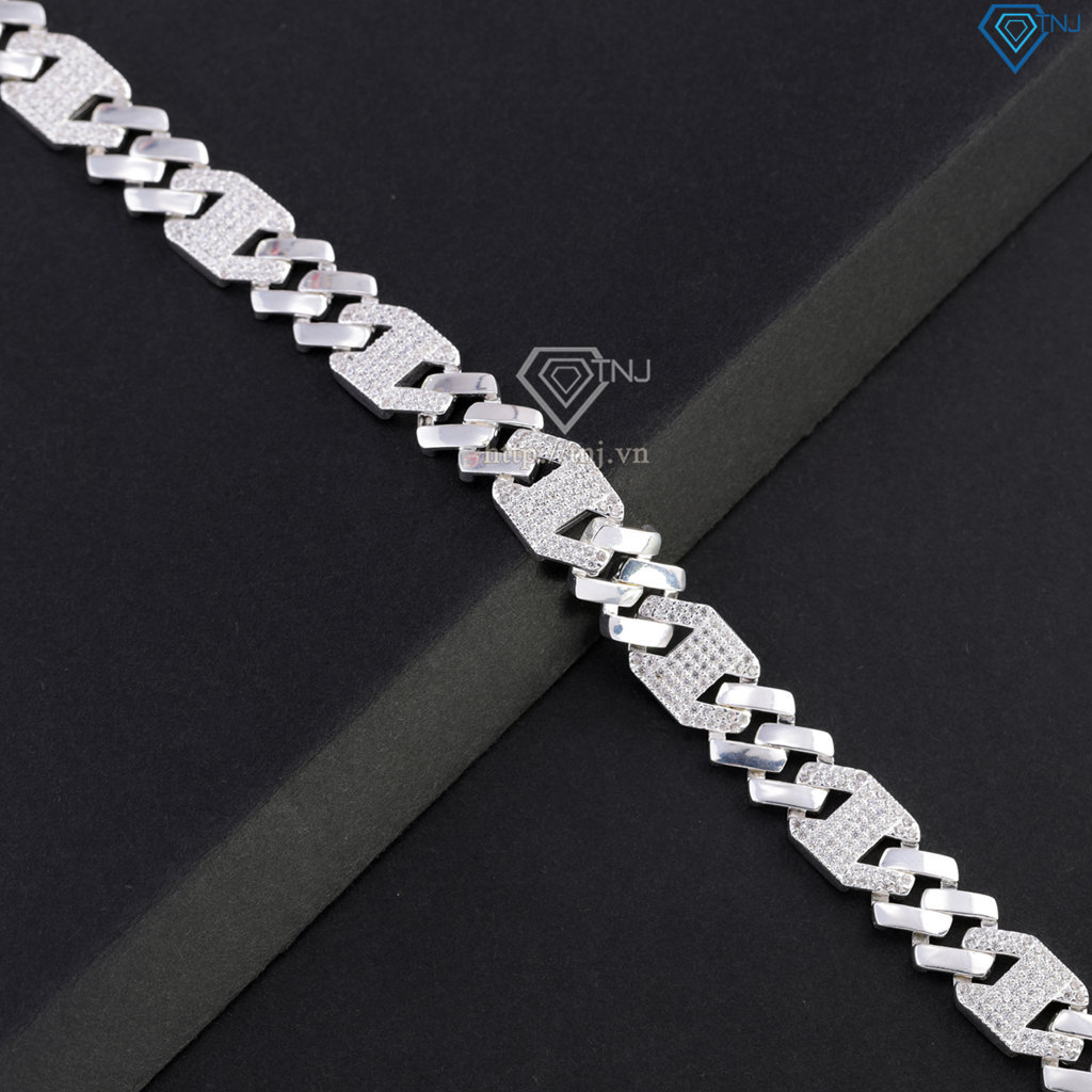 Lắc tay nam Cuban mắt xích đơn giản bản 9mm LTA0230