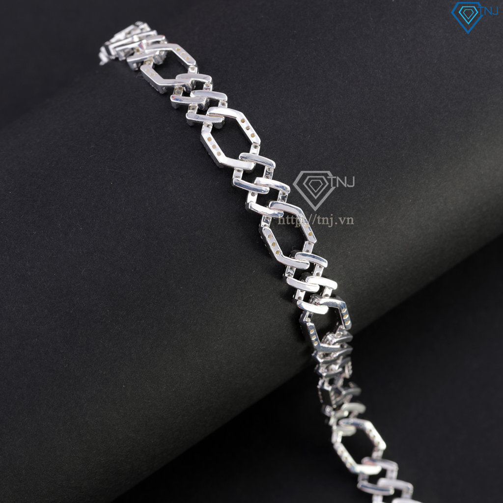 Lắc tay nam Cuban mắt xích đính đá giá rẻ bản 9mm LTA0231