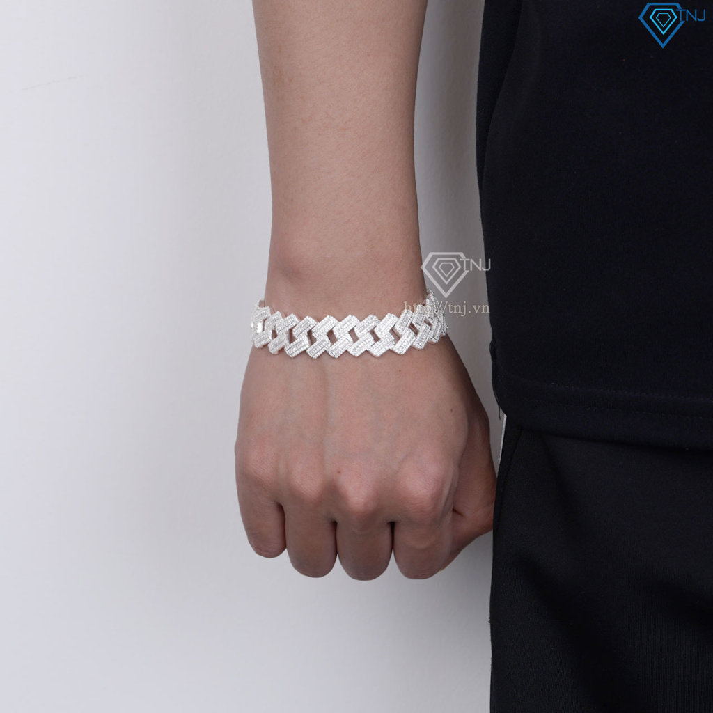 Lắc tay Cuban bạc cao cấp phiên bản 17mm LTA0232