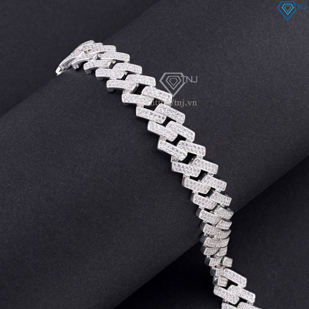 Lắc tay Cuban vuông đính đá phiên bản 12mm LTA0233