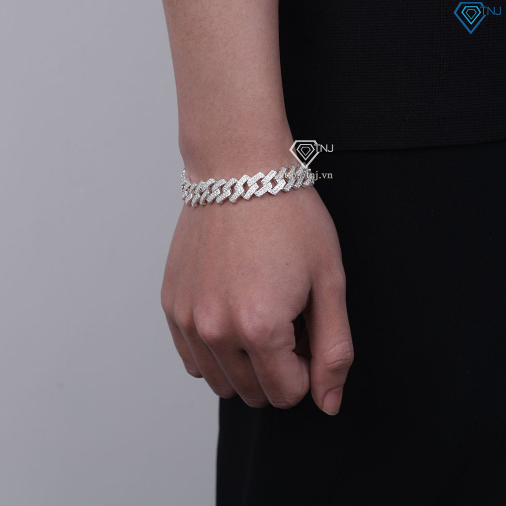Lắc tay Cuban vuông đính đá phiên bản 12mm LTA0233