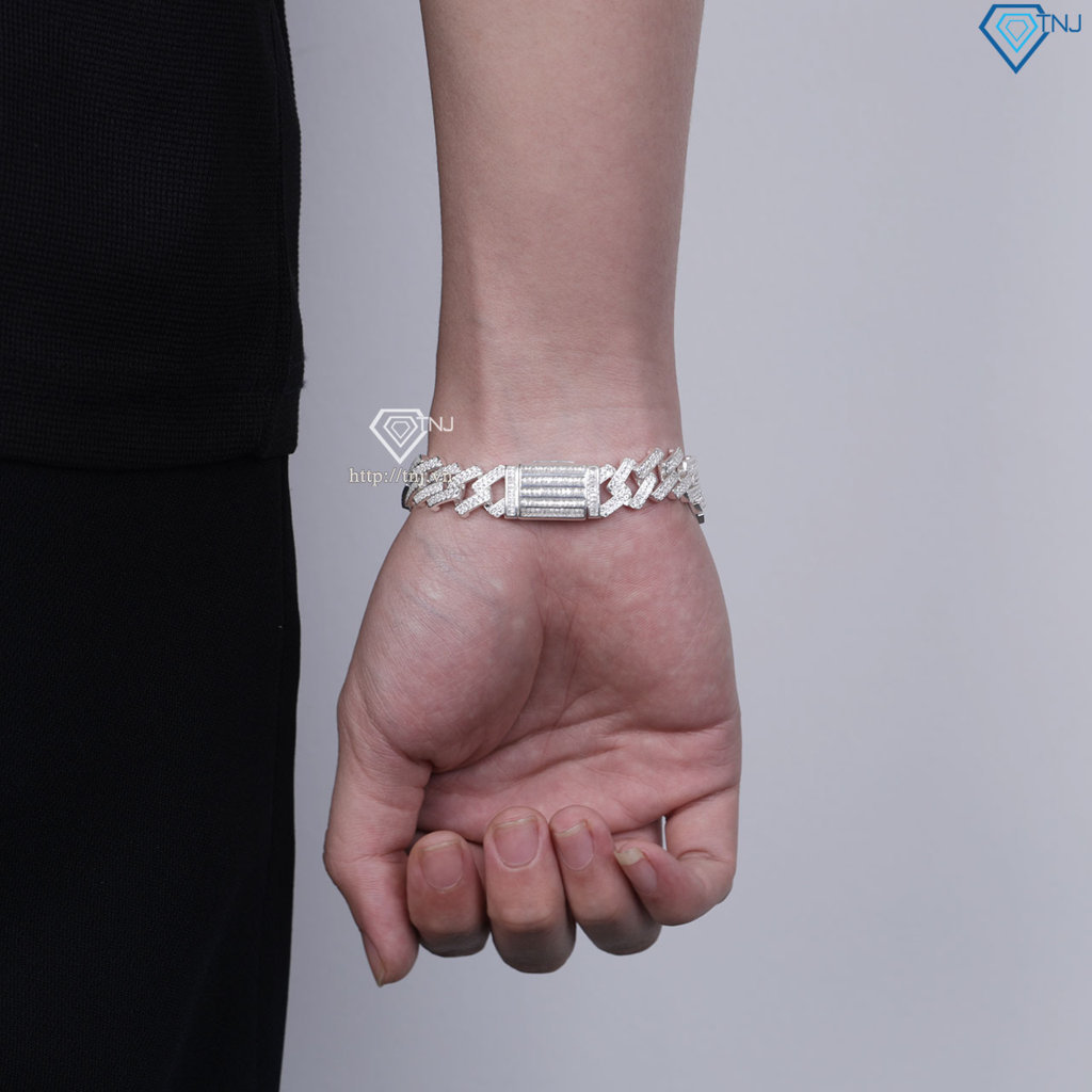 Lắc tay Cuban vuông đính đá phiên bản 12mm LTA0233