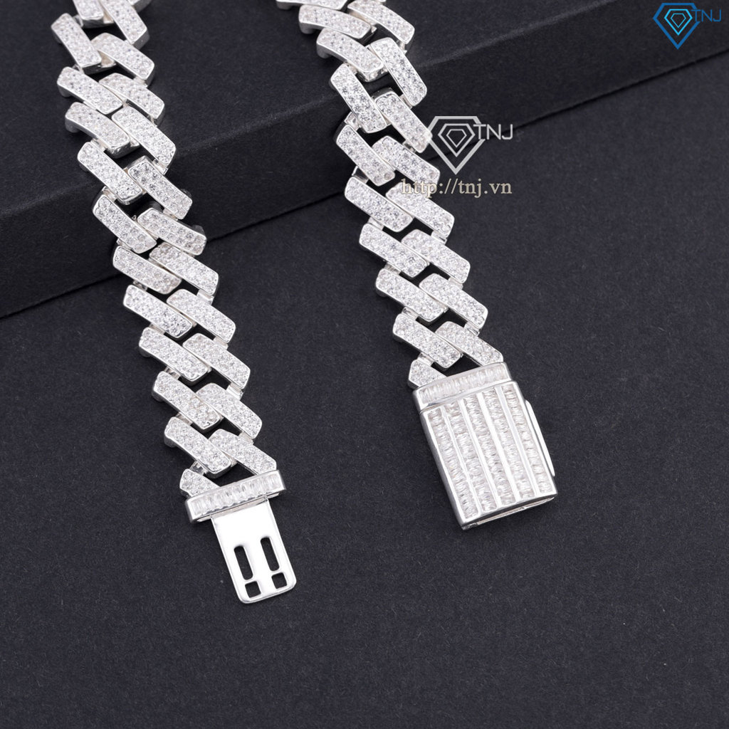 Lắc tay Cuban vuông đính đá phiên bản 12mm LTA0233