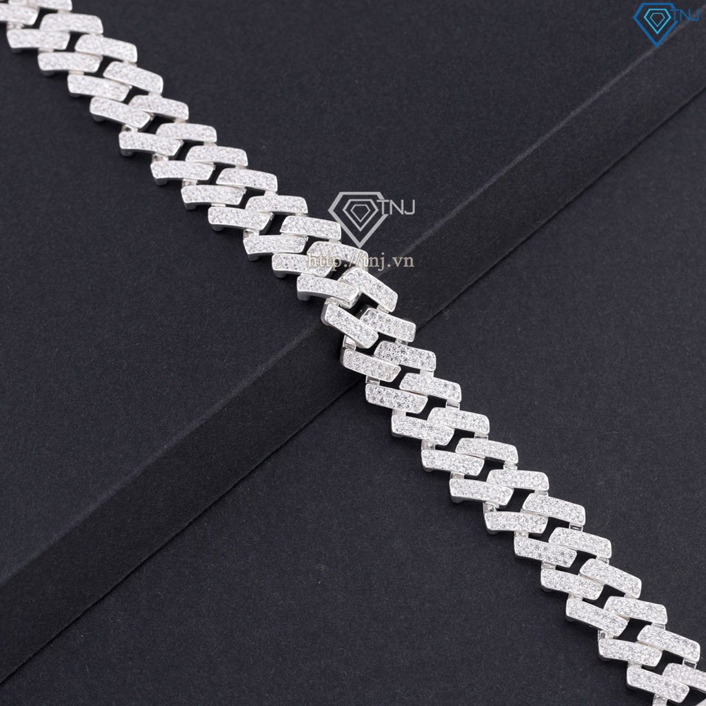 Lắc tay Cuban vuông đính đá phiên bản 12mm LTA0233