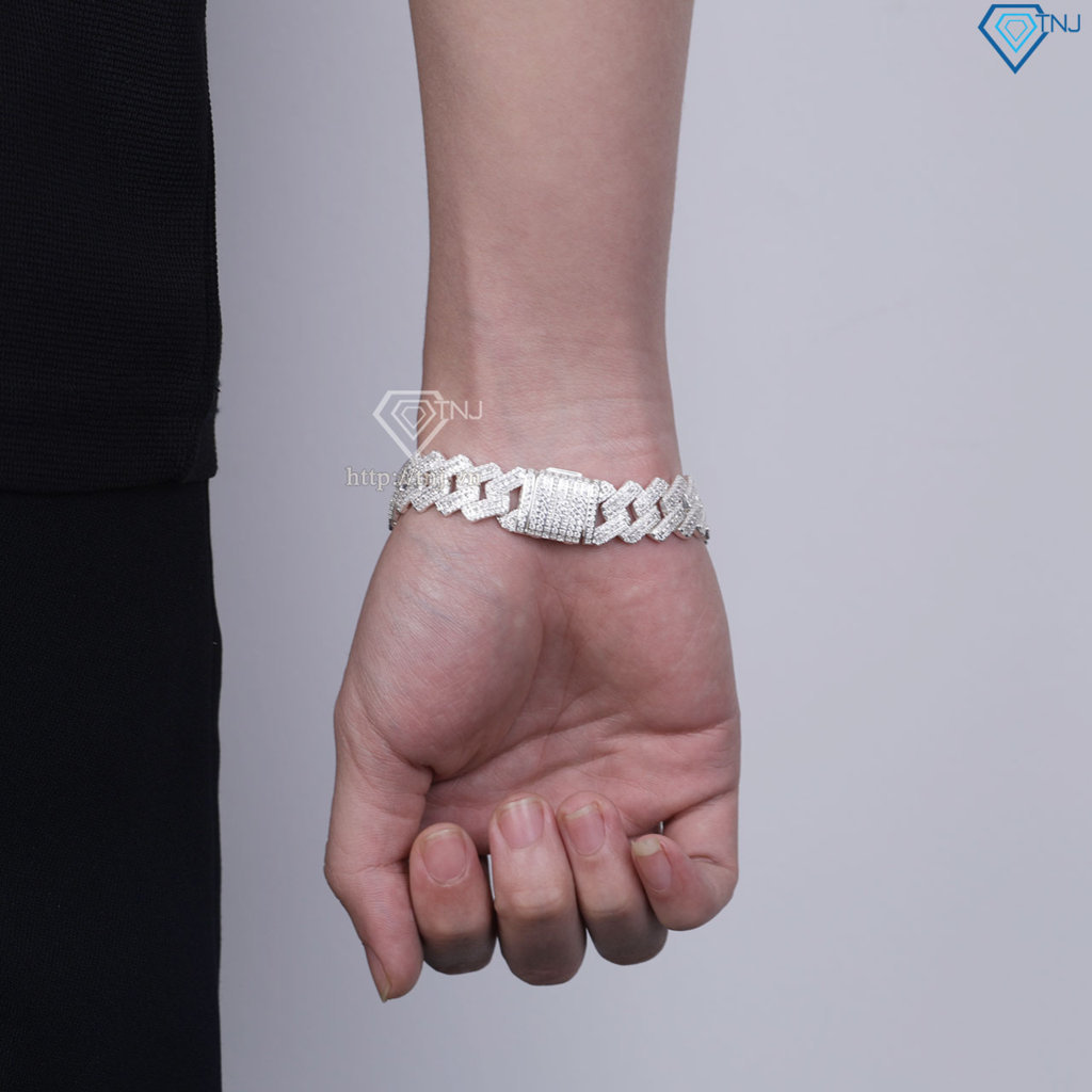 Lắc tay Cuban cao cấp đính đá phiên bản 14mm LTA0234