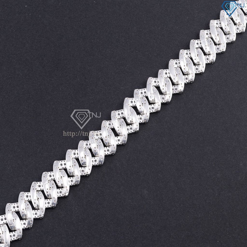 Lắc tay Cuban cao cấp đính đá phiên bản 14mm LTA0234