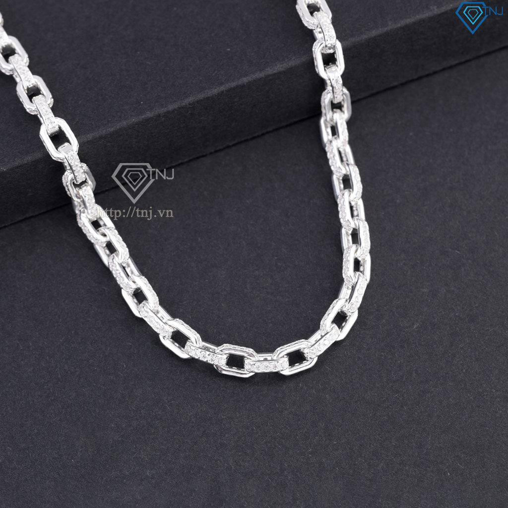 Lắc tay nam mắt xích bản nhỏ 4mm đính đá đẹp LTA0235