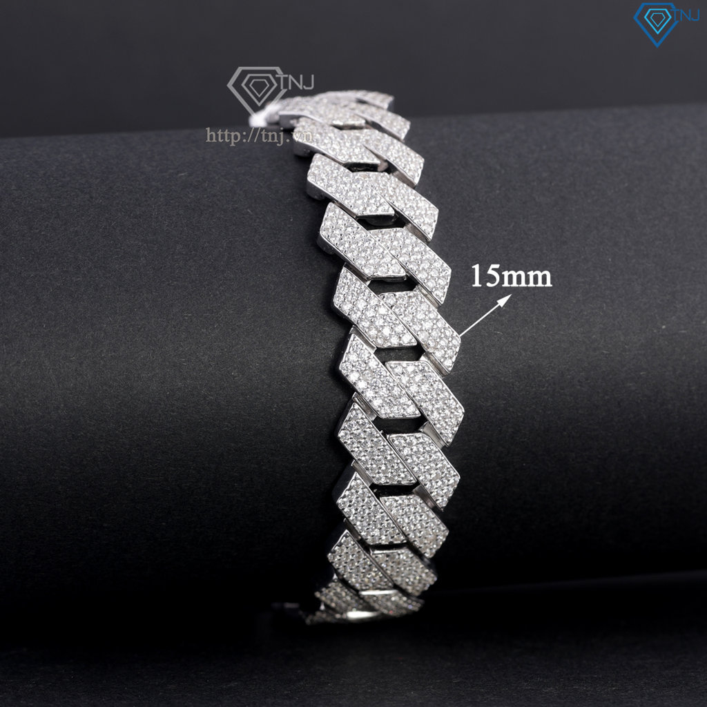 Lắc tay Cuban bạc phiên bản 15mm đặc xi kim LTA0236