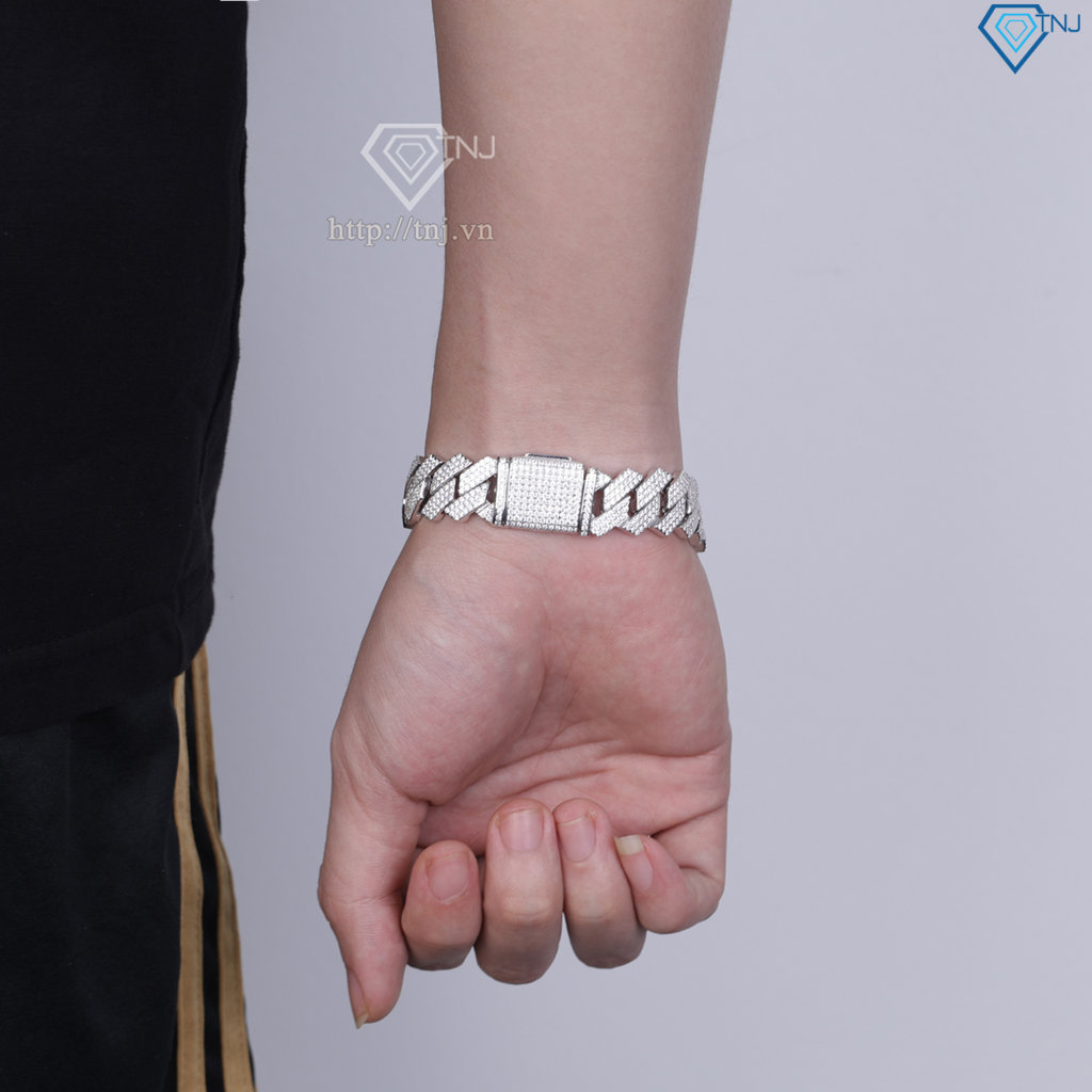 Lắc tay Cuban bạc phiên bản 15mm đặc xi kim LTA0236