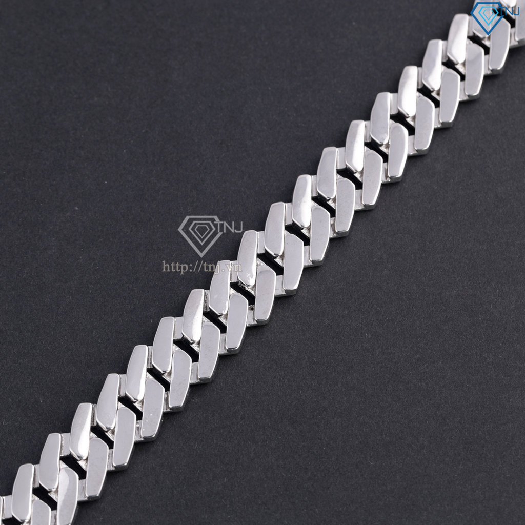 Lắc tay Cuban bạc phiên bản 15mm đặc xi kim LTA0236