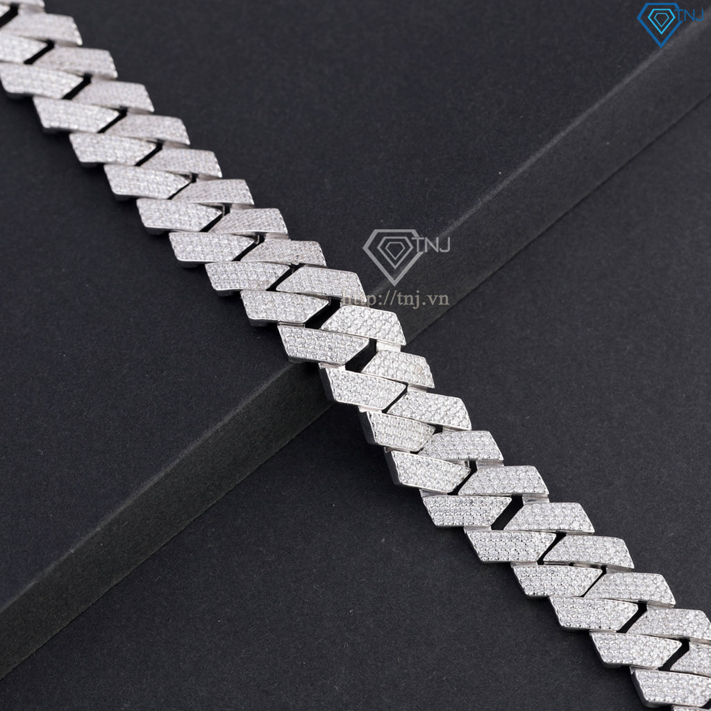 Lắc tay Cuban bạc phiên bản 15mm đặc xi kim LTA0236