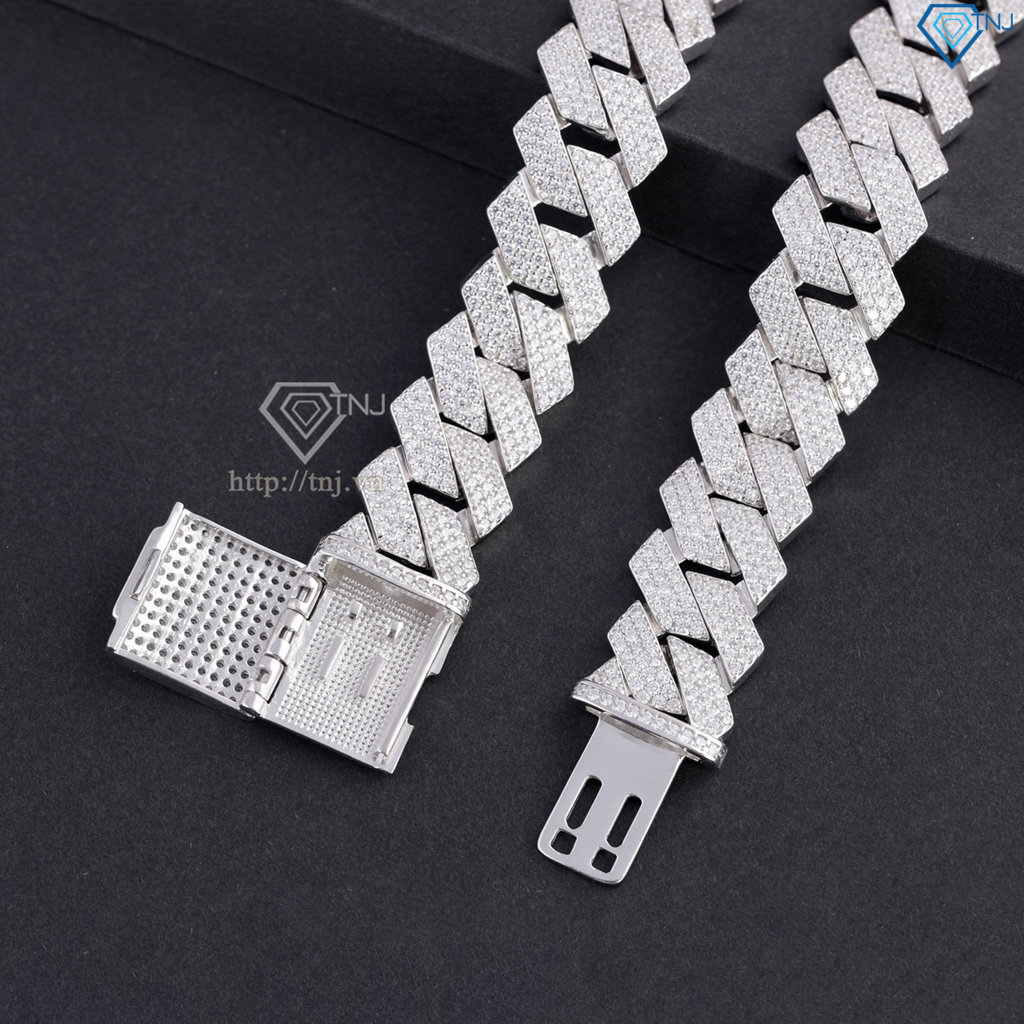 Lắc tay Cuban bạc phiên bản 15mm đặc xi kim LTA0236