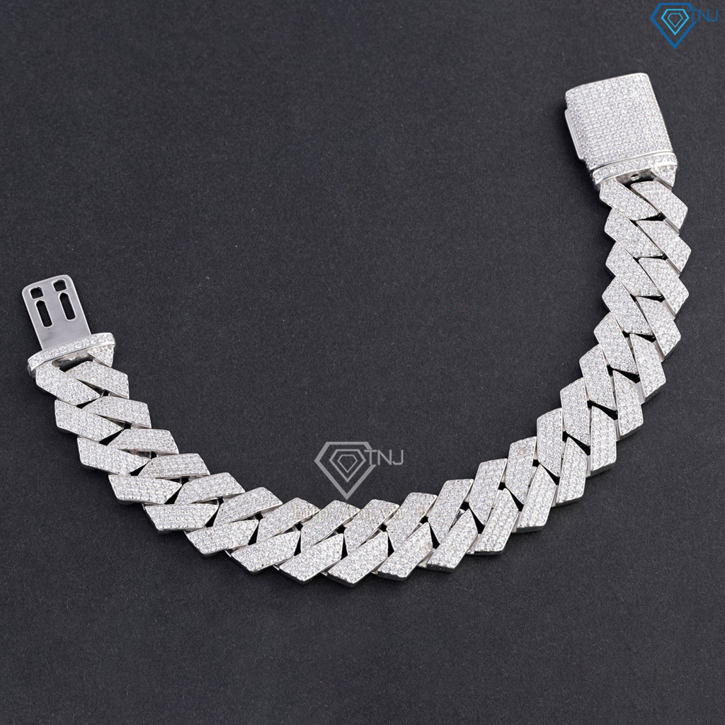 Lắc tay Cuban bạc phiên bản 15mm đặc xi kim LTA0236