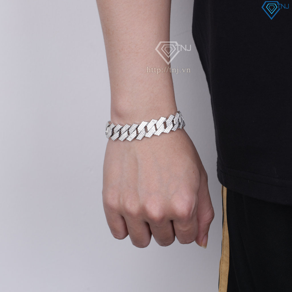 Lắc tay Cuban bạc phiên bản 15mm đặc xi kim LTA0236