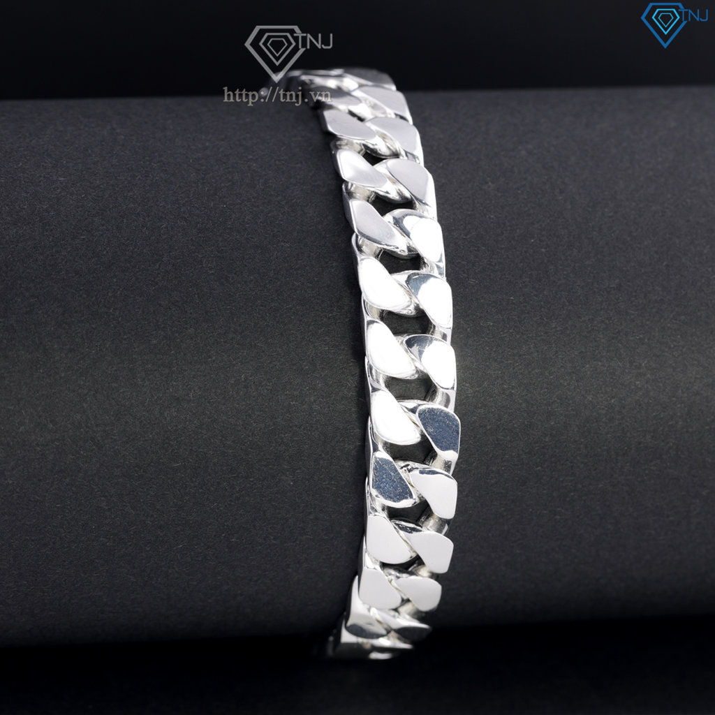 Lắc tay bạc nam mắt xích Cuban không đính đá 10mm LTA0237