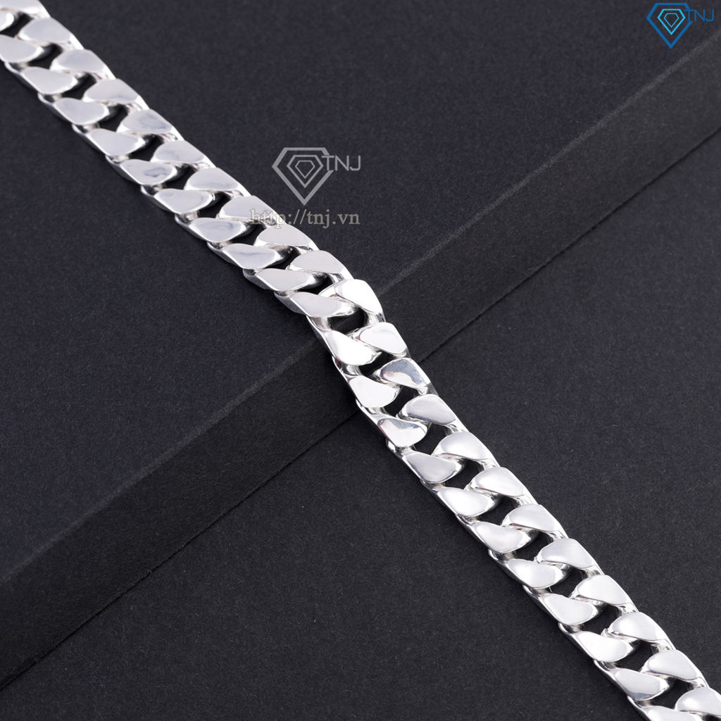 Lắc tay bạc nam mắt xích Cuban không đính đá 10mm LTA0237