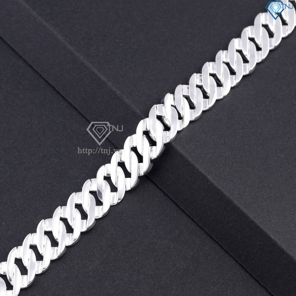 Lắc tay Cuban dạng mắt tròn đính đá phiên bản 11mm LTA0238