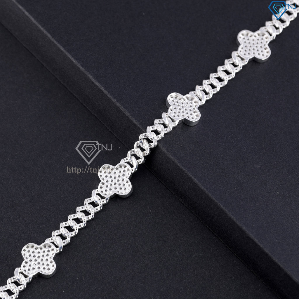 Lắc tay nam đính đá Cuban cỏ 4 lá đính đá LTA0241