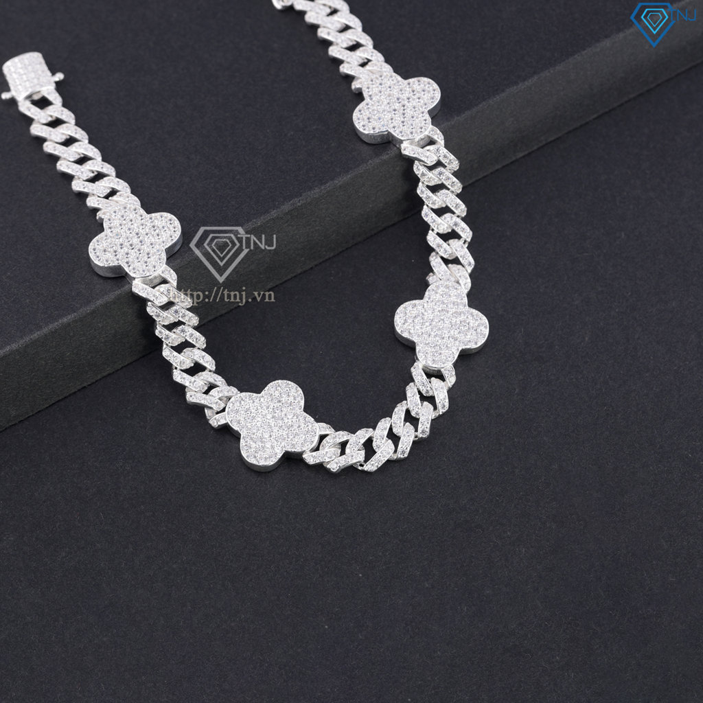 Lắc tay nam đính đá Cuban cỏ 4 lá đính đá LTA0241