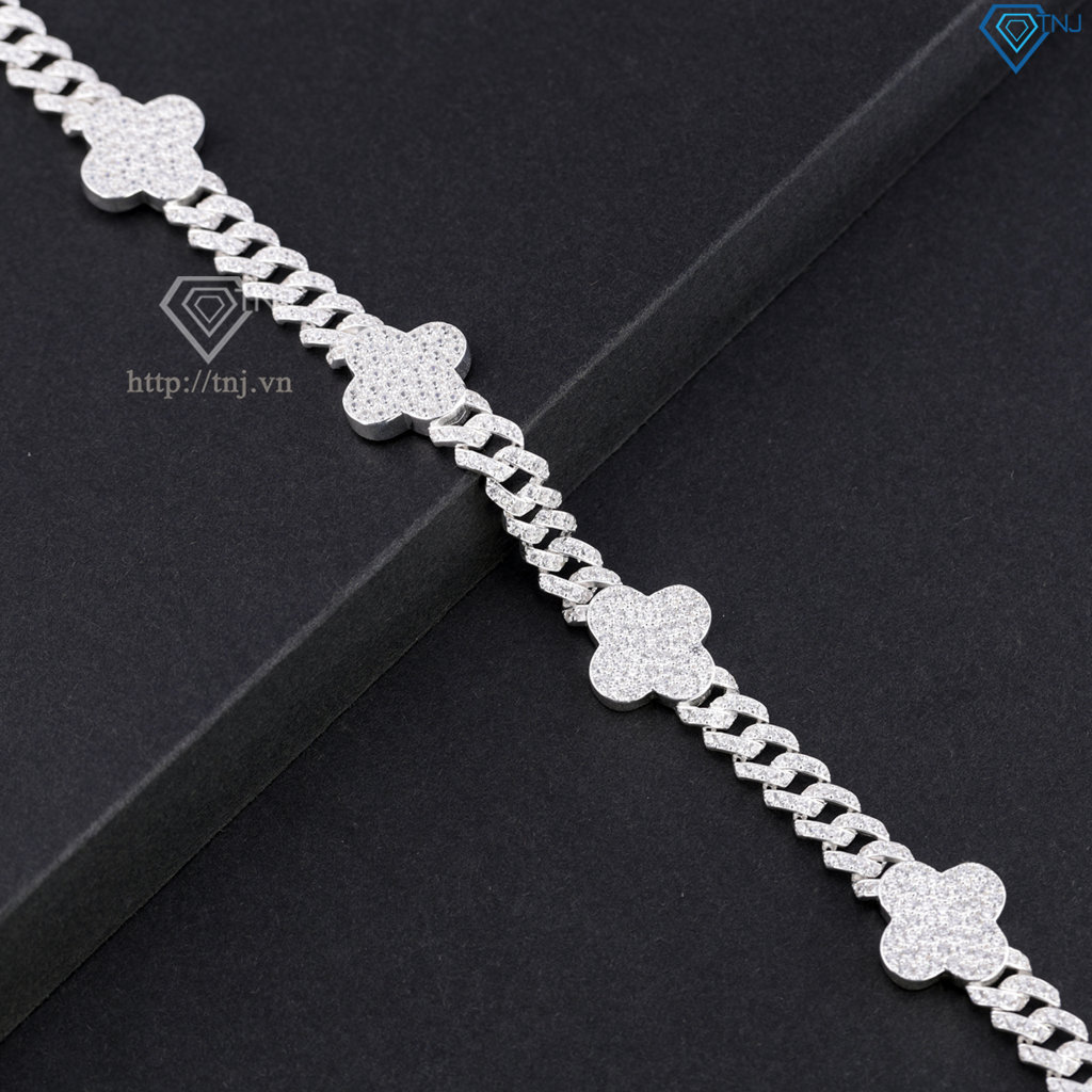 Lắc tay nam đính đá Cuban cỏ 4 lá đính đá LTA0241
