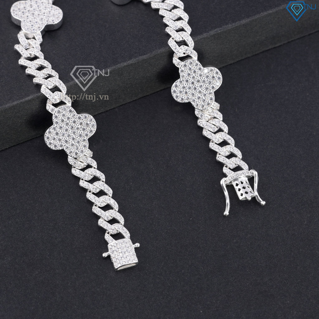 Lắc tay nam đính đá Cuban cỏ 4 lá đính đá LTA0241