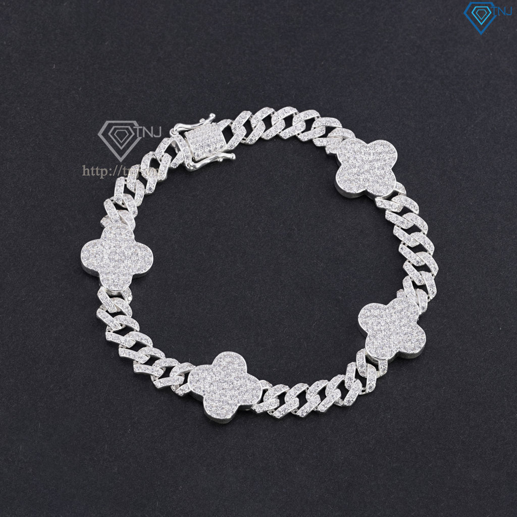 Lắc tay nam đính đá Cuban cỏ 4 lá đính đá LTA0241