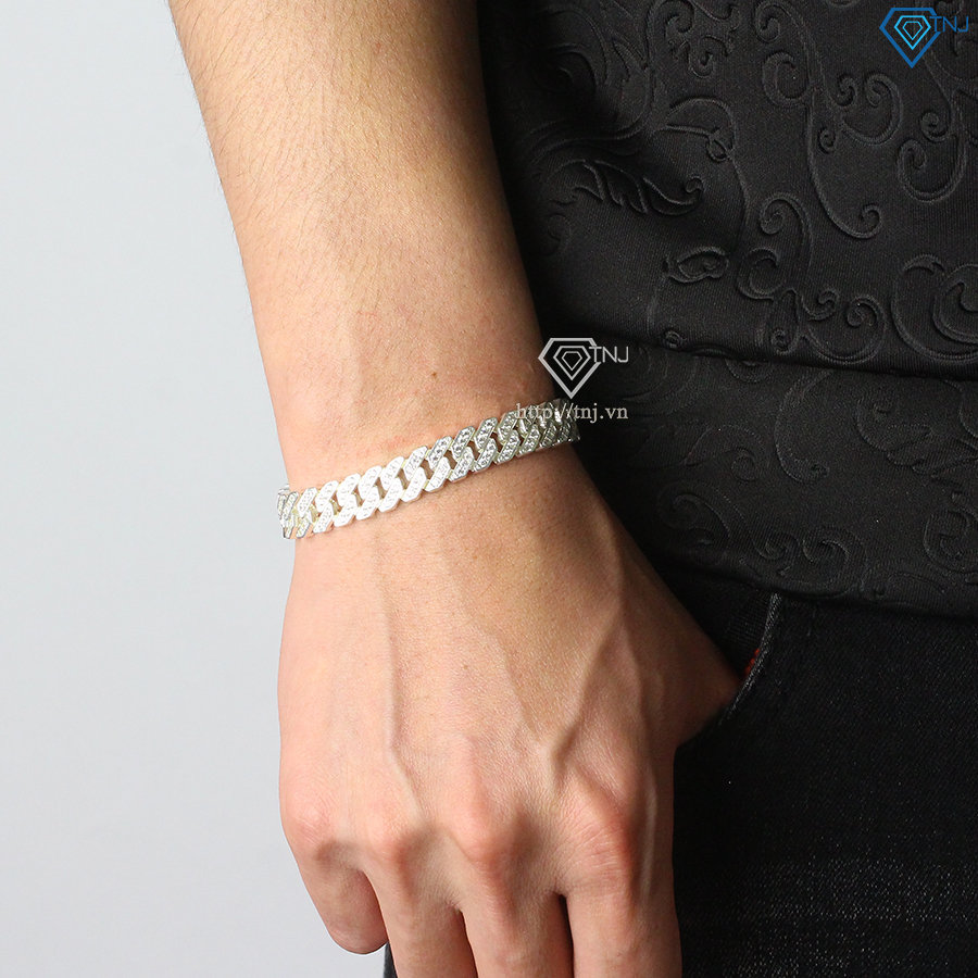 Lắc tay Cuban cho nam đính full kim cương Moissanite bản  9mm LTAM0009