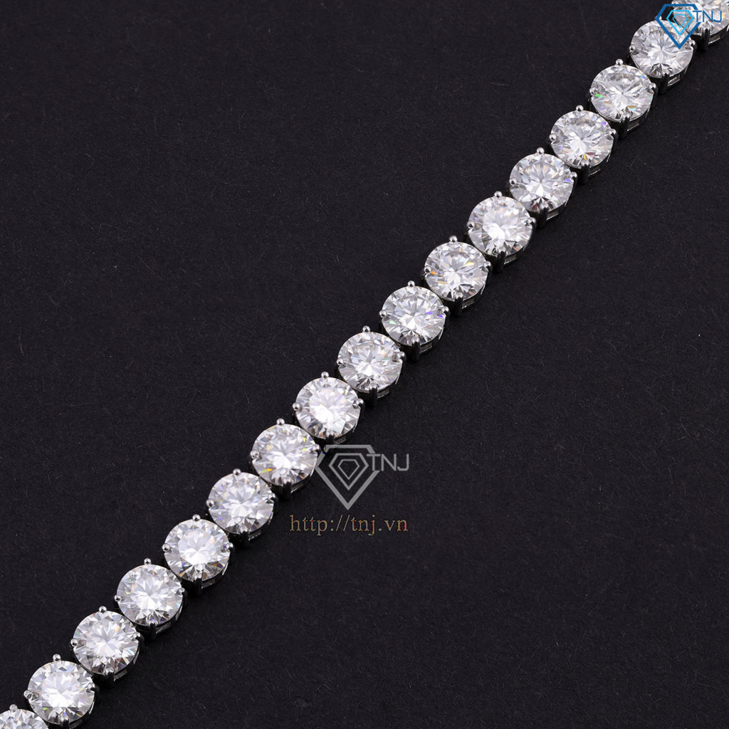 Lắc tay bạc nam Tennis đính full kim cương Moissanite 6mm - Kiểm định GRA LTAM0012