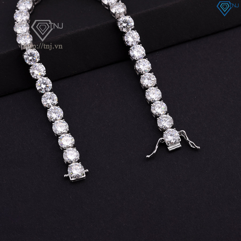Lắc tay bạc nam Tennis đính full kim cương Moissanite 6mm - Kiểm định GRA LTAM0012