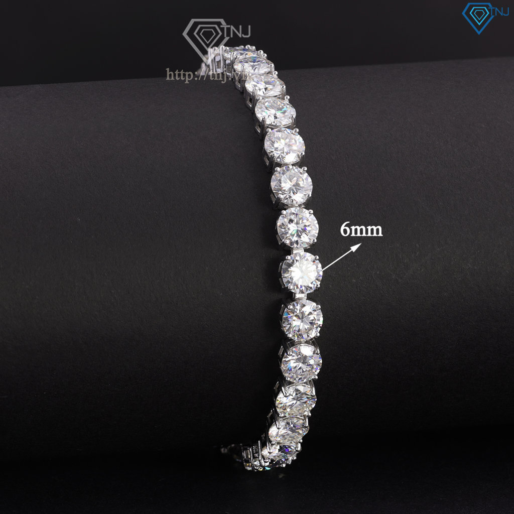 Lắc tay bạc nam Tennis đính full kim cương Moissanite 6mm - Kiểm định GRA LTAM0012