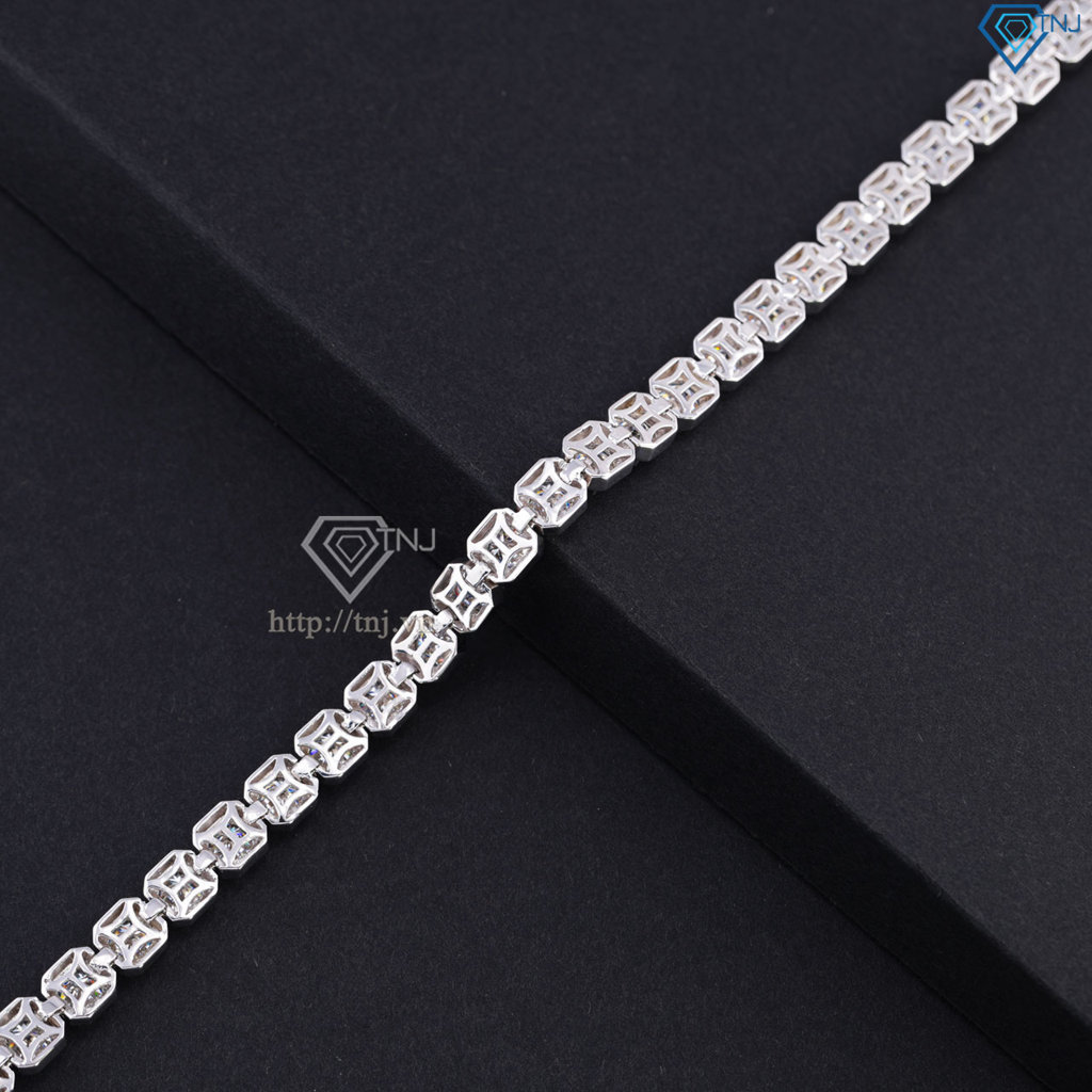 Lắc tay bạc nam Tennis vuông đính full kim cương Moissanite 5.0mm - Kiểm định GRA LTAM0014