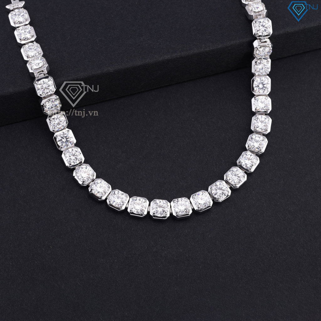 Lắc tay bạc nam Tennis vuông đính full kim cương Moissanite 5.0mm - Kiểm định GRA LTAM0014