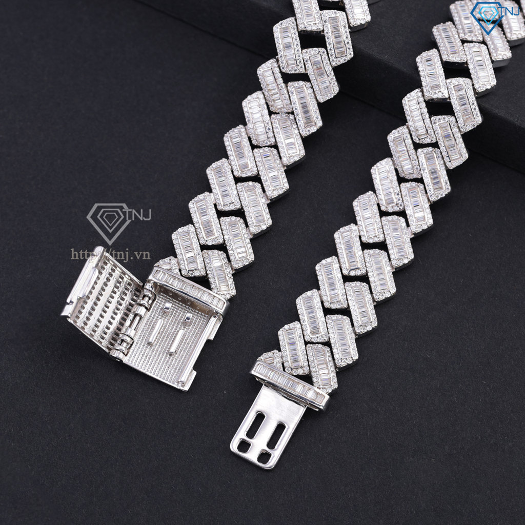 Lắc tay nam Cuban đính full kim cương Moissanite cao cấp LTAM0015